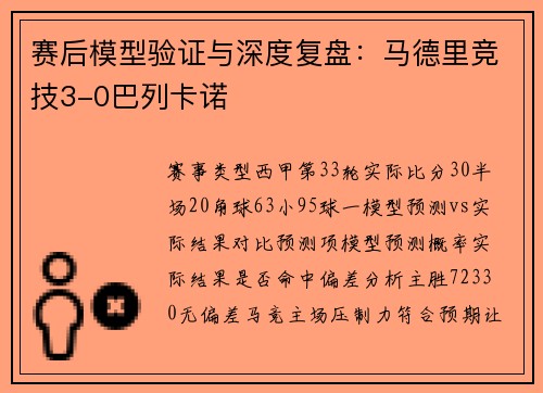 赛后模型验证与深度复盘：马德里竞技3-0巴列卡诺